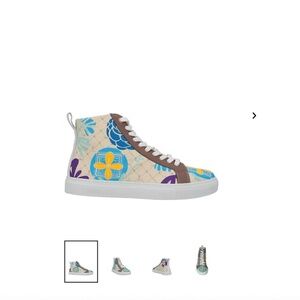 TRUSSARDI SNEAKERS high- top, flower print on canvas